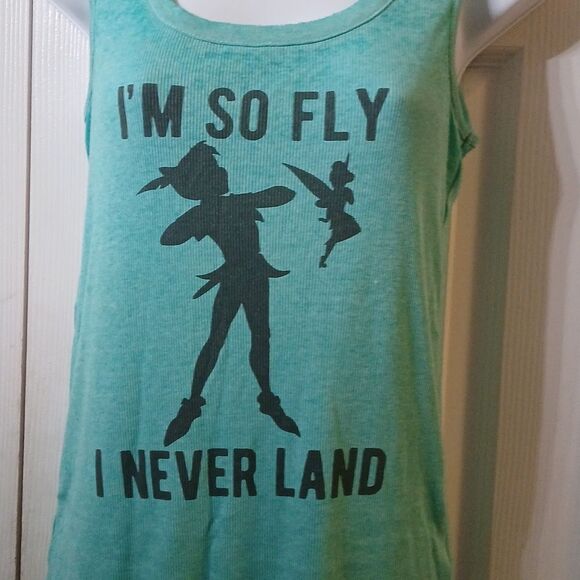 Disney Tinker Bell Peter Pan ribbed tank top I'm So Fly I Never Land Sz M - Picture 2 of 6